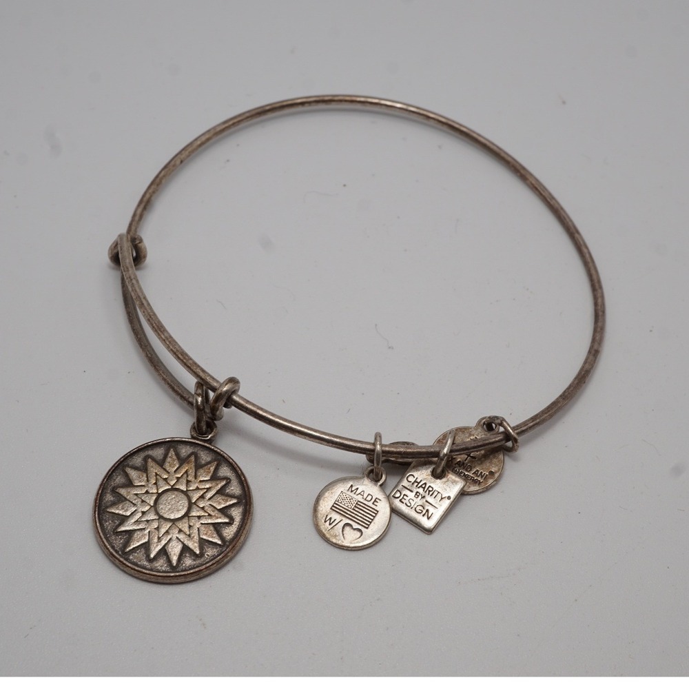 Alex and Ani Charity by Design Sunburst Starburst Bangle Bracelet Silver Tone